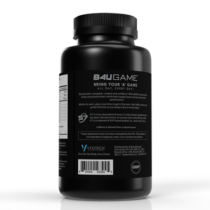 B4UGAME Brain Booster Supplement | Max Mental Performance | Nootropic for Focus, Clarity, Memory, Mood, Energy & Concentration | DMAE, L-Tyrosine, Alpha-GPC, S7® Blend  | 60 Capsules