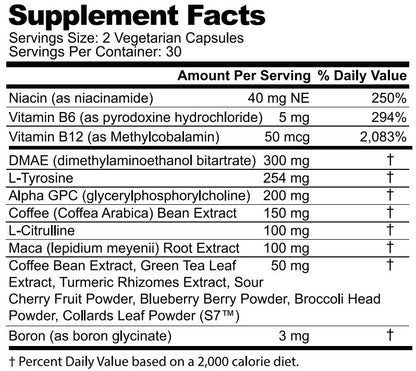B4UGAME Brain Booster Supplement | Max Mental Performance | Nootropic for Focus, Clarity, Memory, Mood, Energy & Concentration | DMAE, L-Tyrosine, Alpha-GPC, S7® Blend  | 60 Capsules